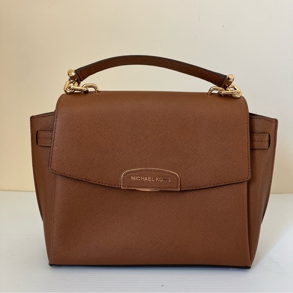 MICHAEL Michael Kors Tan / Brown Rochelle Top Handle Satchel Handbag - Picture 2 of 14